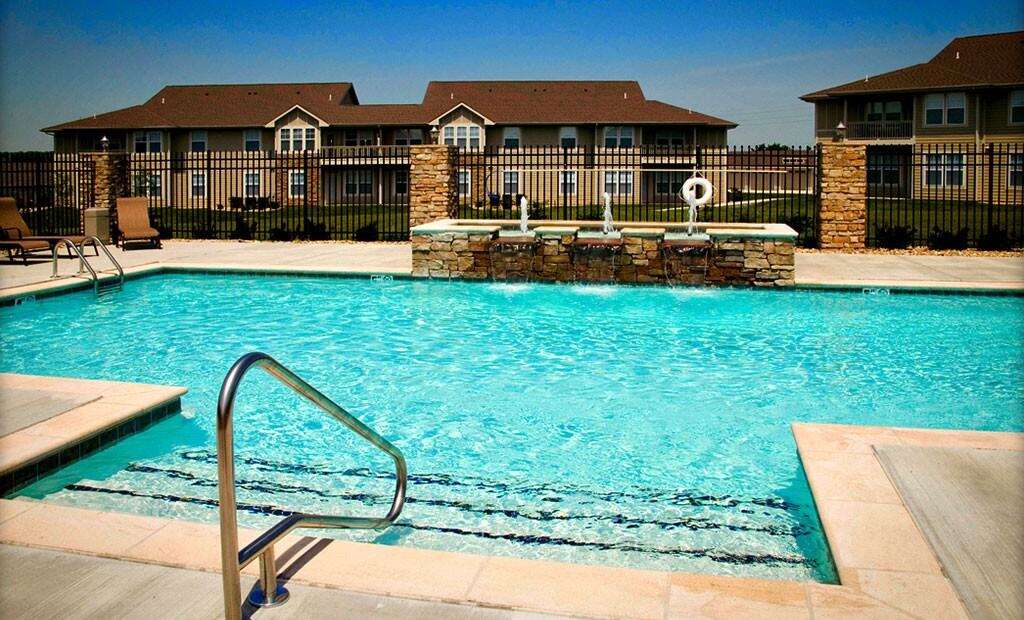 Community swimming pool at Ironwood Court and Park West Gardens apartments in Lawrence